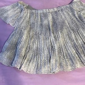 Pleated black and silver blouse